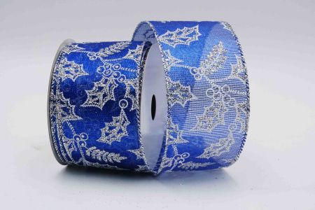 Metallic Holly Wired Ribbon_KF7038G-4_blue